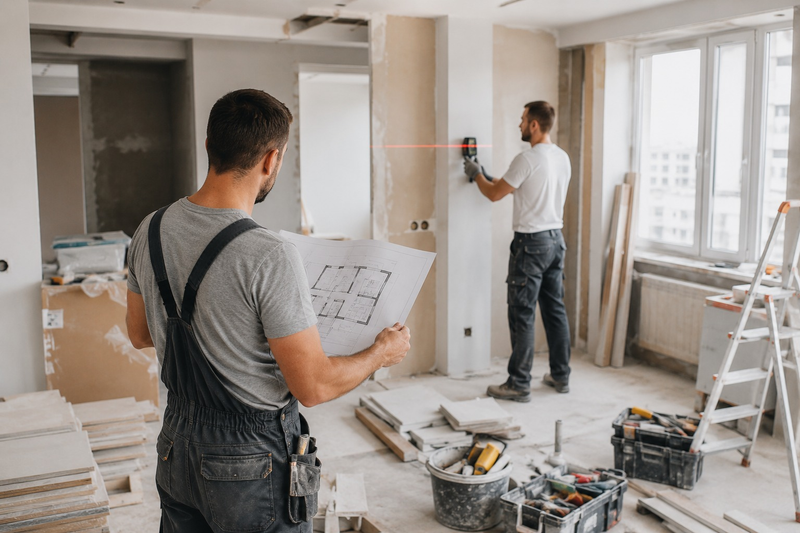 Flat during renovation and preparation of building work in Prague