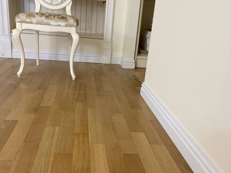 Solid oak parquet flooring in a finished room